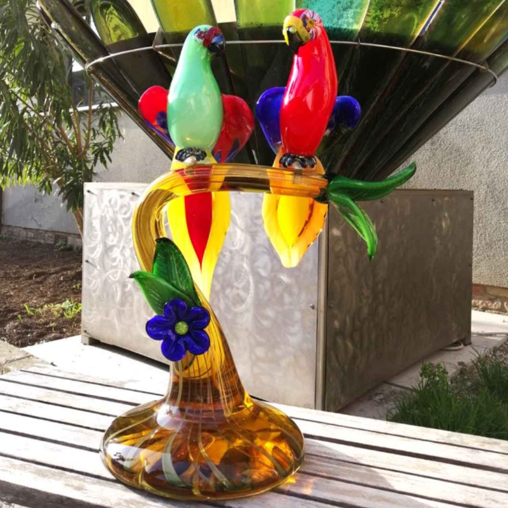 Pair of parrots on a branch 