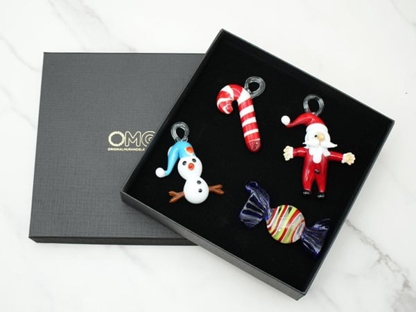 set of four Murano glass Christmas decorations