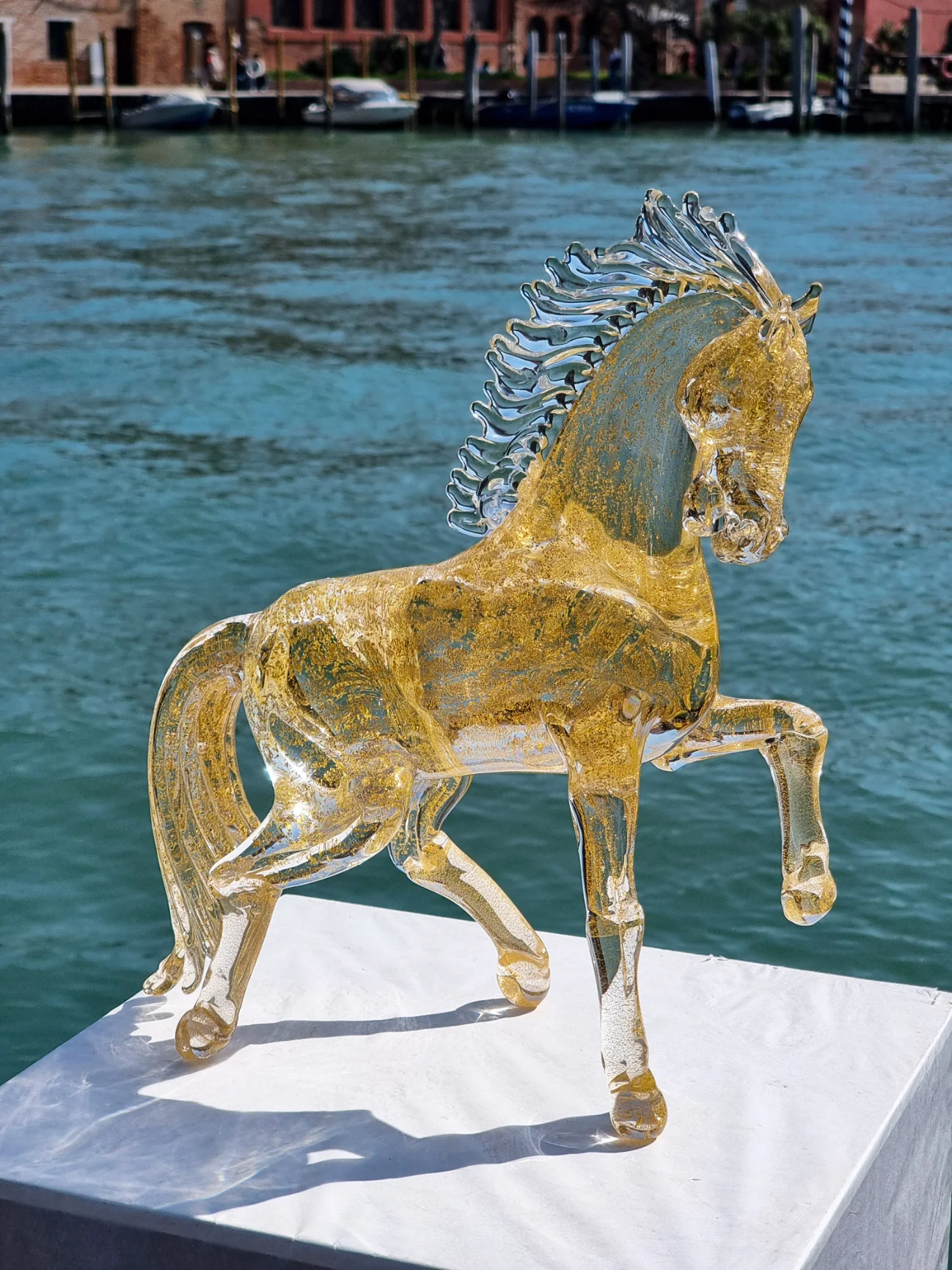 Murano glass horse with 24k gold