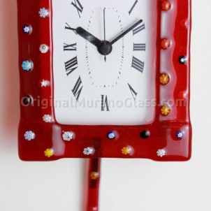 Orologio da parete - Murrina rossa - Vetro di Murano Originale OMG
