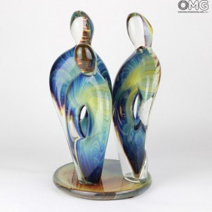 Famiglia in Armonia - Scultura in Calcedonio - Vetro di Murano Originale OMG