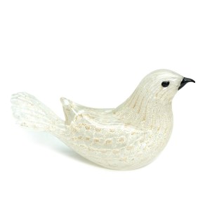 Passero bianco con vero oro - Vetro di Murano Originale OMG