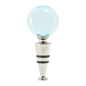 Bottle stopper flat - Lightblue filigree - Original Murano Glass OMG