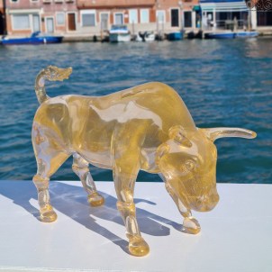 Toro in oro scultura esclusiva - Vetro di Murano orginale OMG