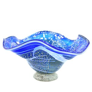 Blue Bowl with Silver leaf - Original Murano Glass OMG