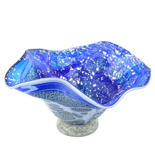 Blue Bowl with Silver leaf - Original Murano Glass OMG