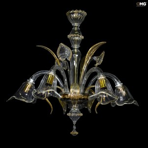 Venetian Chandelier - Calla Crystal and gold - Original Murano Glass
