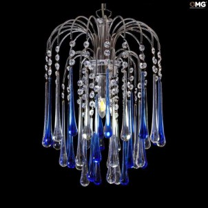 Drop Chandelier in Blue Clear glass - Original Murano Glass OMG