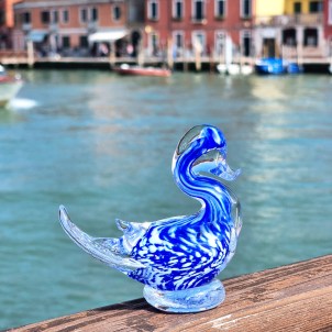 Duckling Figurine - Blue Sommerso - Orginal Murano Glass OMG