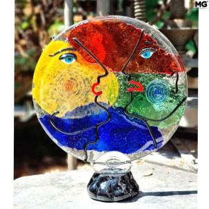 scultura amanti - Cubismo - Vetro di Murano Originale