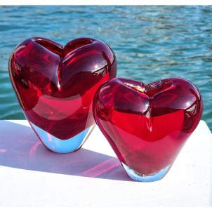 Vase Heart - Red Sommerso - Original Murano Glass OMG