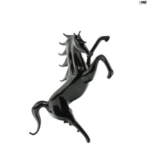 Cavallo Rampante Nero - Vetro di Murano Originale OMG