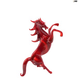 Cavallo Rampante Rosso - Vetro di Murano Originale OMG