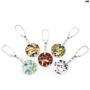 Keychain - Silver or Gold Leaf - Original Murano Glass