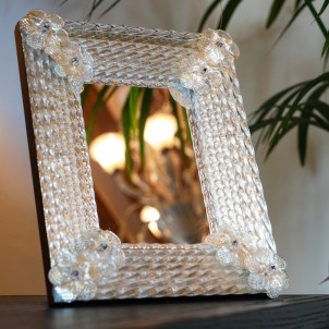 Gerlio table mirror - crystal and Gold 24 kt - Table Mirror Venetian - Original Murano Glass OMG