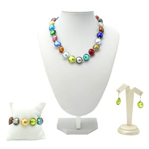 Parure Marlen - Beads with silver leaf - Multicolor - Murano glass