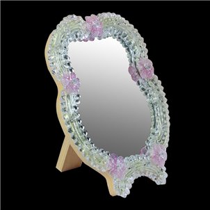 Flowers Pink Table Mirror Venetian