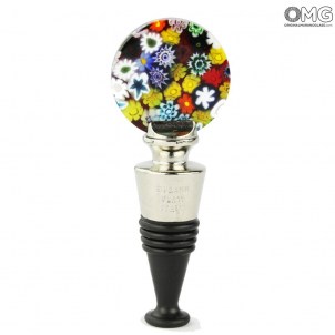 Bottle Stopper Mix Millefiori Round- Original Murano Glass OMG® + Gift Box