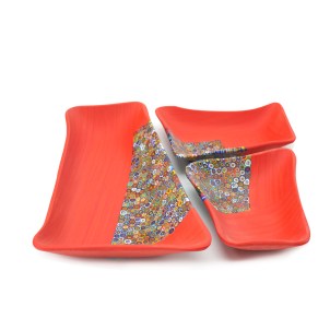 three_plate_red_frosted_murrine_original_murano_glass_omg