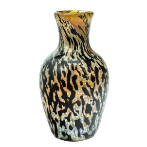 Leopard Vase blown - Black & Silver leaf - Original Murano Glass OMG
