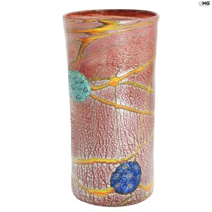 Murrine Vase with silver - Red - Original Murano Glass OMG