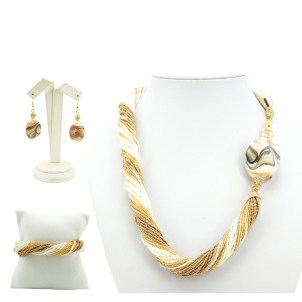 Parure Elif - Conterie - Gold and white - Original Murano Glass OMG