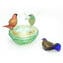 3 Sparrows Nest with gold - Glass Centerpieces Sculpture