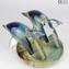 Dolphins - Sculpture in chalcedony - Original Murano glass OMG