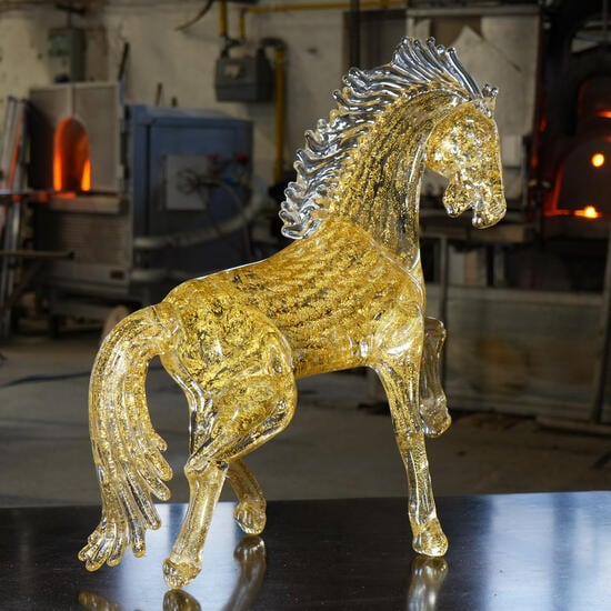 glass horse gold murano