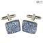 Cufflinks - Silver Blue - Original Murano Glass OMG