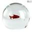 Aquarium Fishball - with Red Fish - Original Murano Glass OMG
