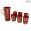 Red Passion Glasses Set - Tumblers with silver - Original Murano Glass OMG