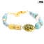 Bracciale Boma - oro e azzurro - Vetro di Murano Originale OMG