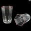 Set of 6 Drinking glasses shot - Red rim - Esagonal - Original Murano Glass