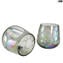 Set of 2 Drinking glasses - shot - iridescent bubbles - Original Murano Glass - OMG