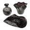 Black Vase with silver leaf - Original Murano Glass OMG