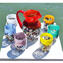 Set of 6 Drinking glasses Tumblers - Millefiori + Silver leaf - Napoli - Original Murano Glass