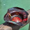 Bowl Centerpiece - Red & silver leaf - Original Murano Glass